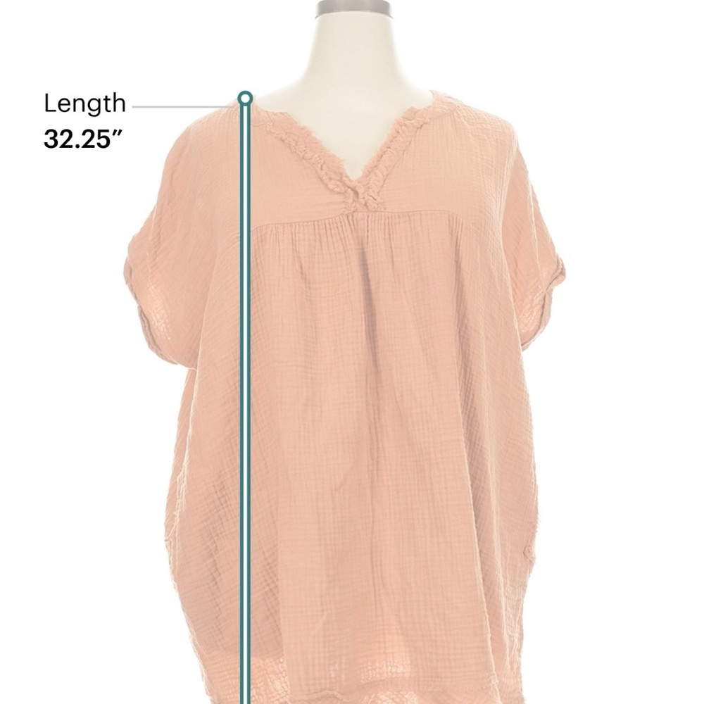 Lightweight Gauze Tunic Top in tropical orange 3x - Picture 4 of 4